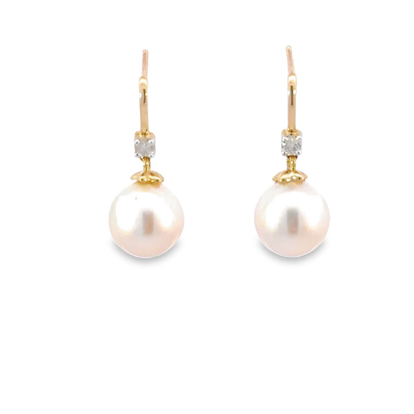 Diamond & Pearl Drop Earrings