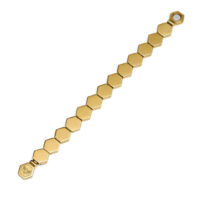 Signature Honeycomb Gold Plated Slim Cuff Bracelet