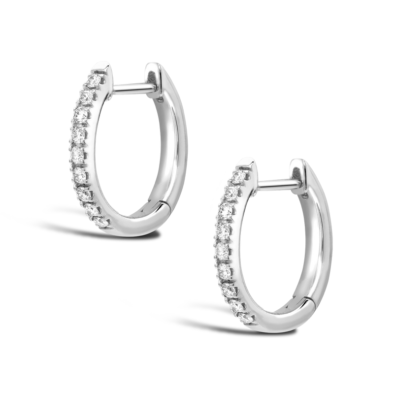 Brilliant Cut Diamond Hoop Earrings 0.21ct in 18ct White Gold
