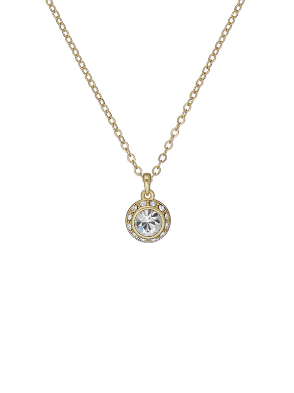 Soltell Gold Tone Solitaire Halo Necklace