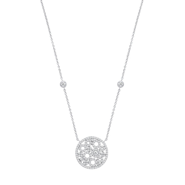 Silver CZ Fancy Circle Pendant Necklace