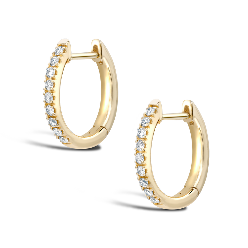 9ct Yellow Gold 0.12ct Diamond Huggie Earrings