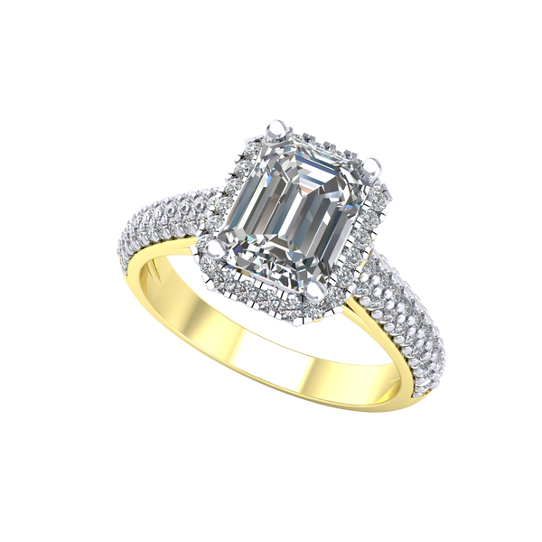 9k Gold Emerald Shaped Dress Ring