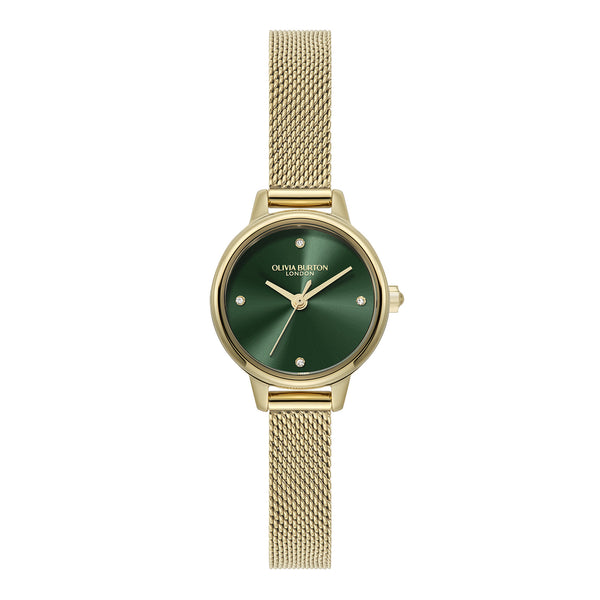 Classic 23mm Mini Forest Green & Gold Mesh Watch