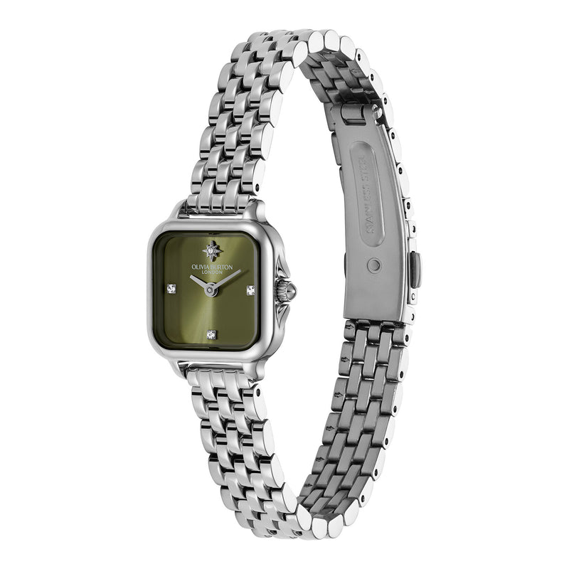 Classic 20mm Mini Grosvenor Sage Green & Silver Bracelet Watch