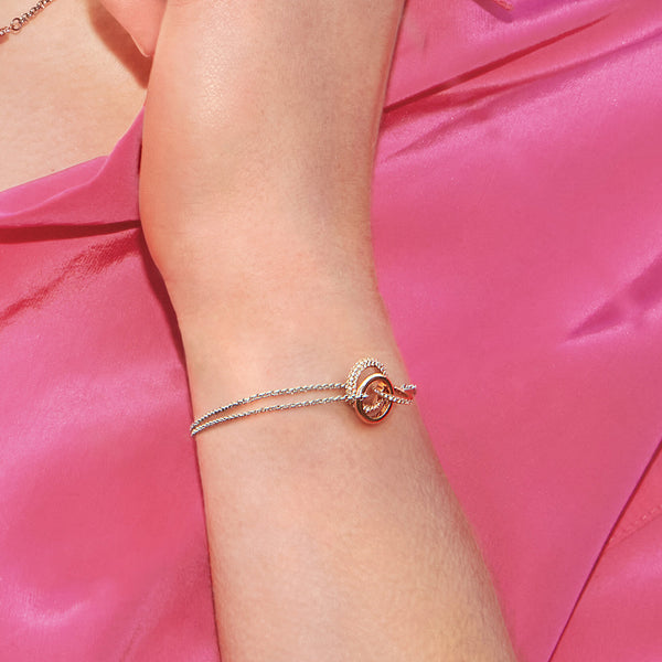 Classic Entwine Silver & Rose Gold Bracelet