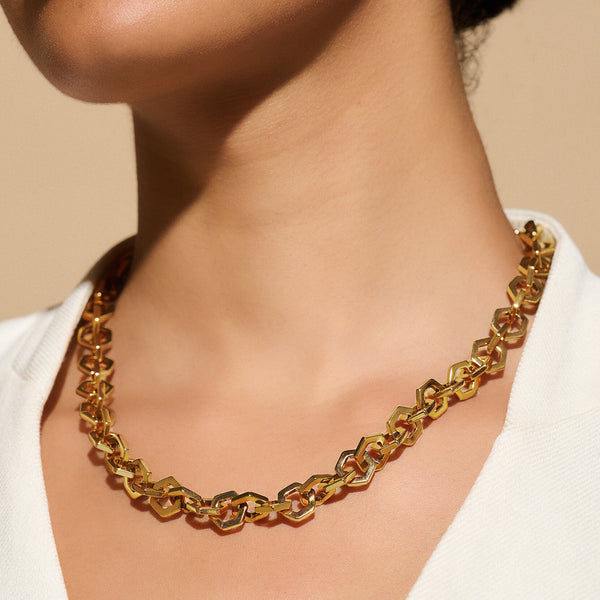 Signature Honeycomb Gold Link Necklace