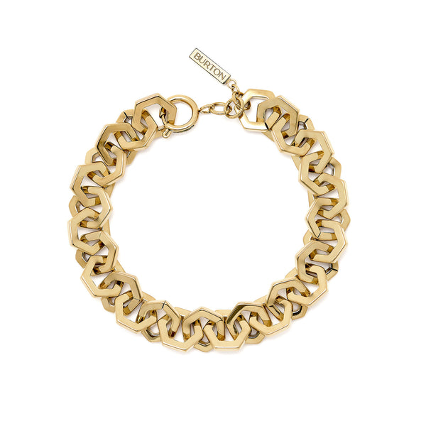Signature Honeycomb Gold Link Bracelet