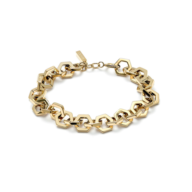 Signature Honeycomb Gold Link Bracelet