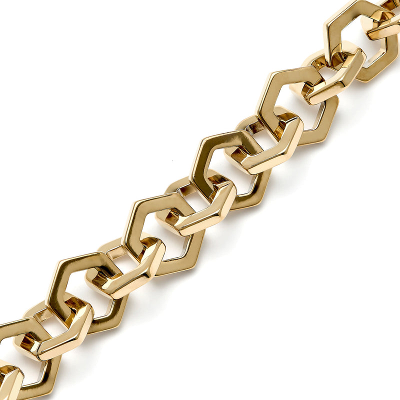 Signature Honeycomb Gold Link Bracelet