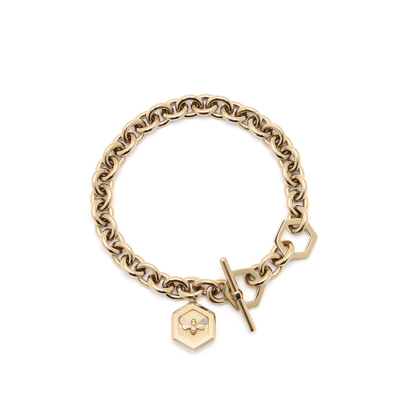 Signature Minima Bee Gold Toggle Bracelet