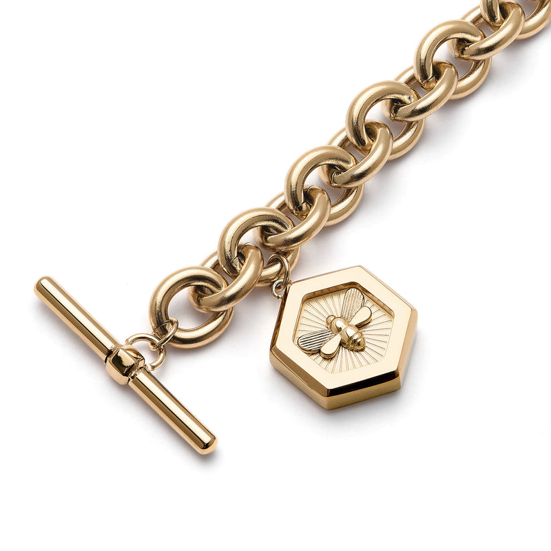 Signature Minima Bee Gold Toggle Bracelet