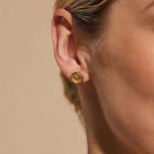 Signature Minima Bee Gold Stud Earrings