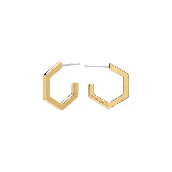 Signature Honeycomb Gold Plated Small Hoop Earrings
