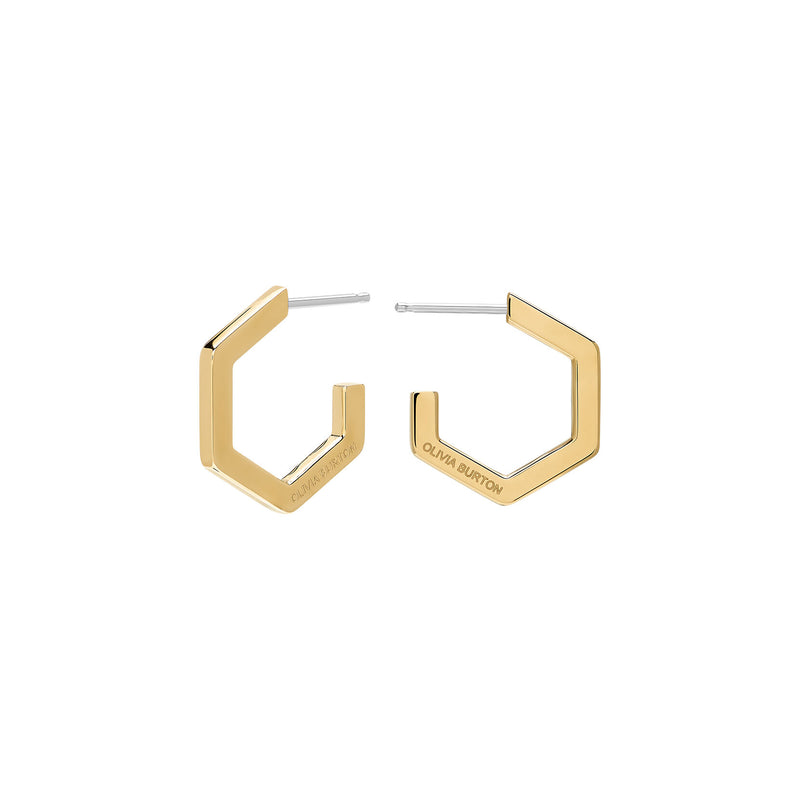 Signature Honeycomb Gold Plated Small Hoop Earrings