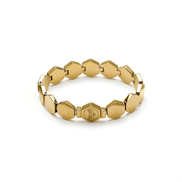 Signature Honeycomb Gold Plated Slim Cuff Bracelet