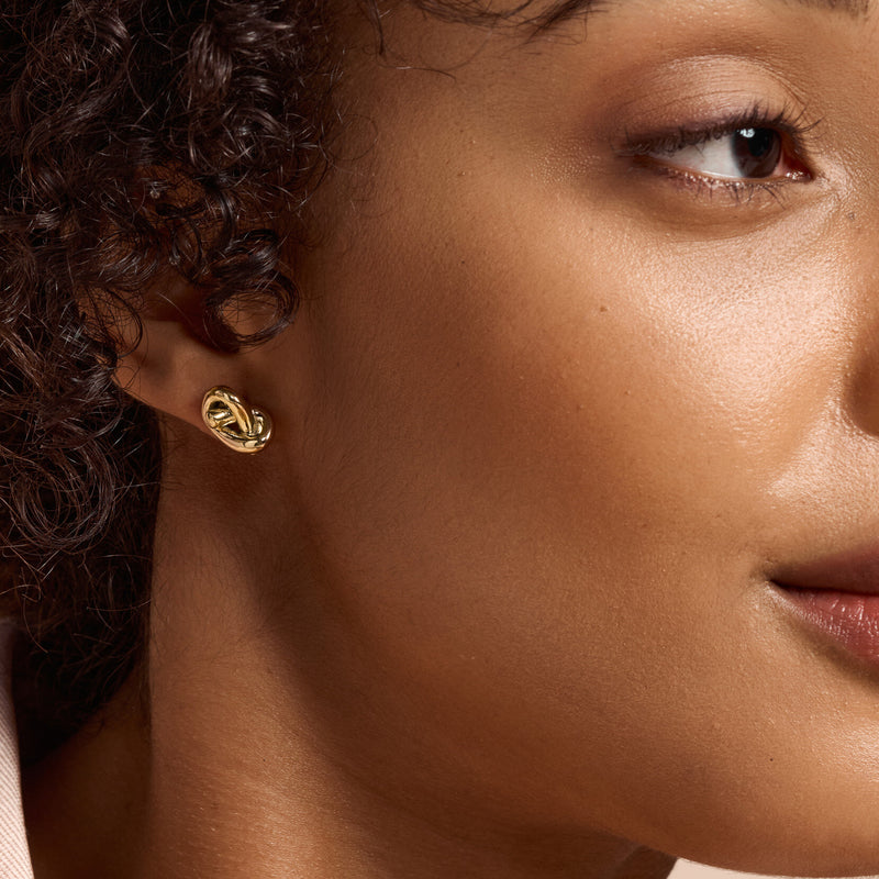 Classic Lover's Knot Gold Plated Stud Earrings