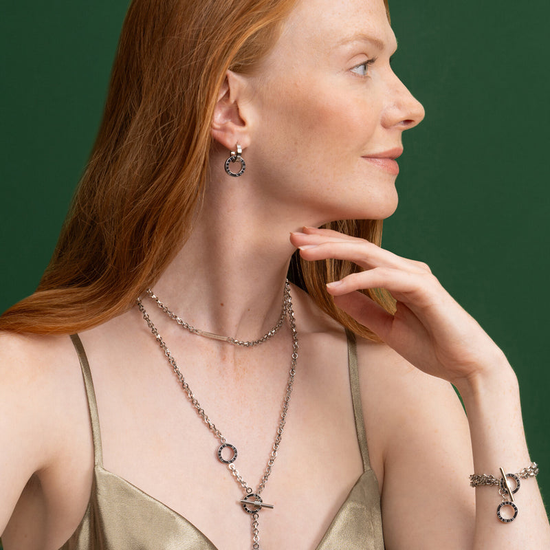 Signature Honeycomb Toggle Silver Tone Necklace