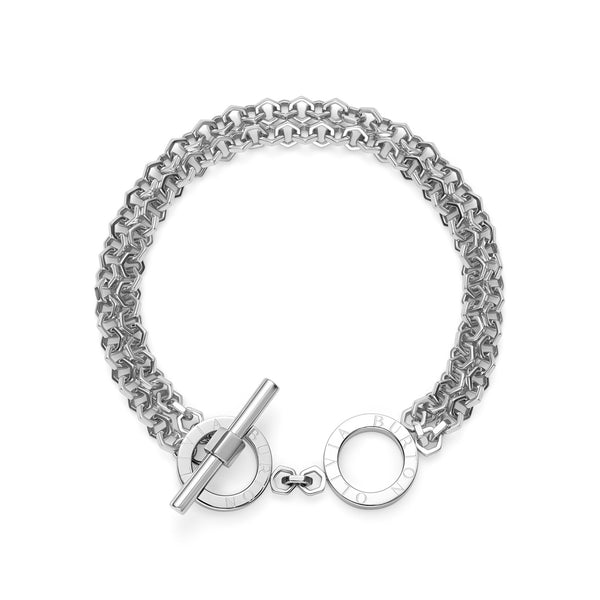 Signature Honeycomb Toggle Silver Tone Bracelet