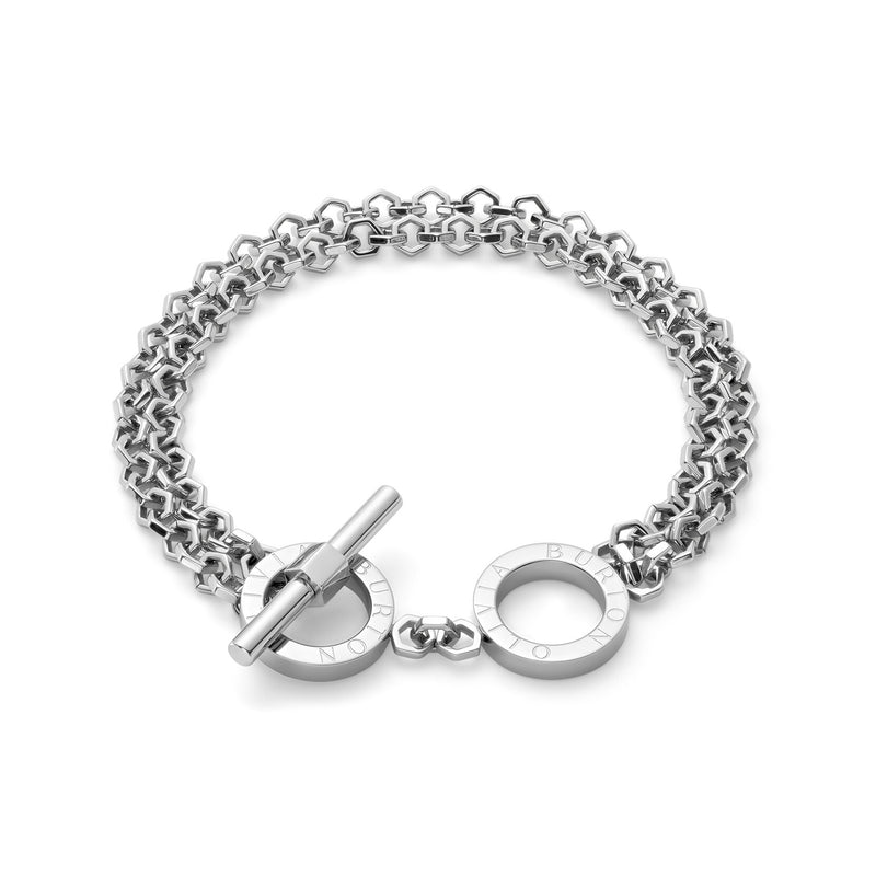 Signature Honeycomb Toggle Silver Tone Bracelet