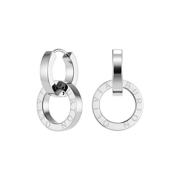 Signature Honeycomb Toggle Silver Tone Hoop Earrings