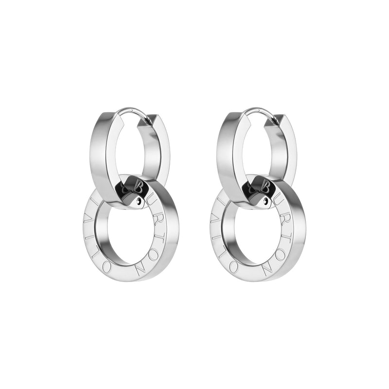 Signature Honeycomb Toggle Silver Tone Hoop Earrings