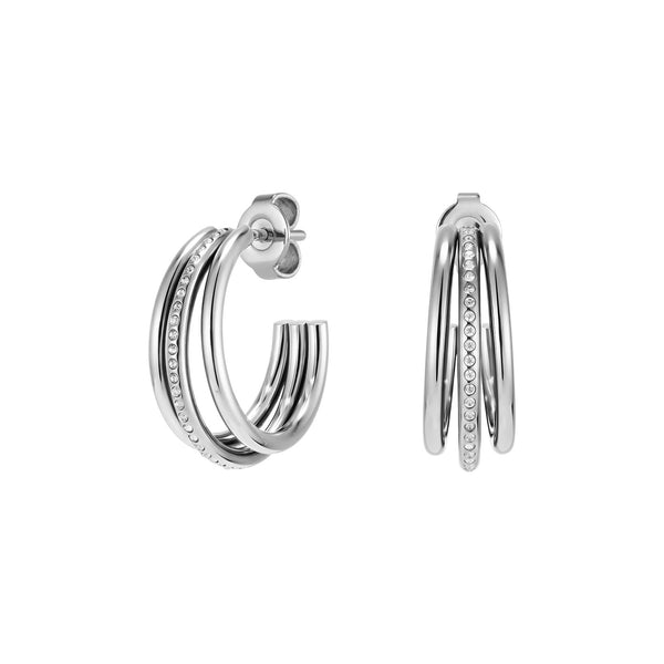 Trend Edition Ever Stacked Claw Silver Tone Hoop Earrings