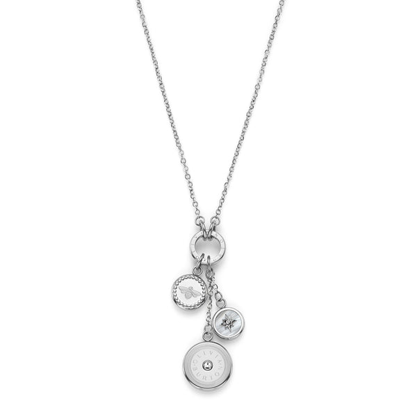 Signature Bee and North Star Silver Tone Charm Necklace