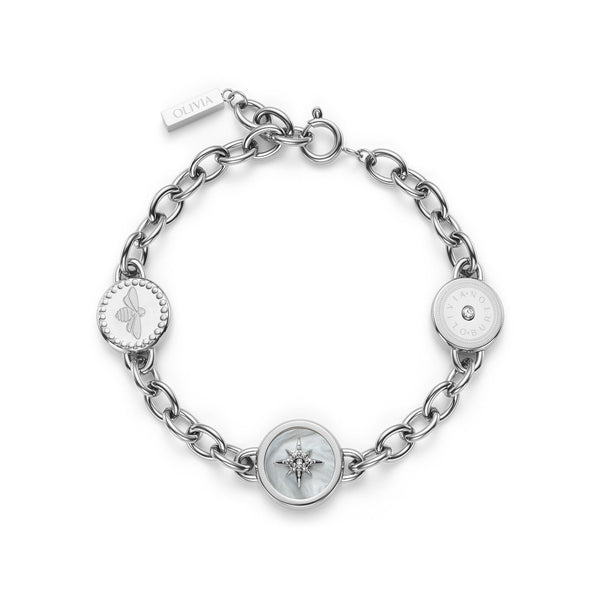 Signature Bee and North Star Silver Tone Charm Bracelet