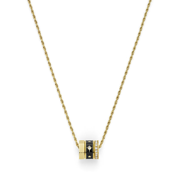 Signature Black & Gold Plated Bead Charm Necklace