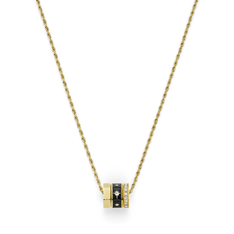 Signature Black & Gold Plated Bead Charm Necklace