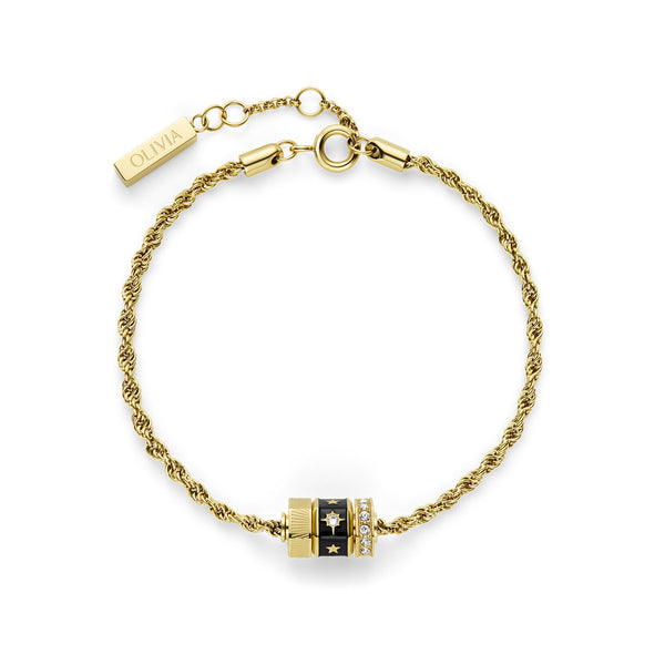 Signature Black & Gold Plated Bead Charm Bracelet