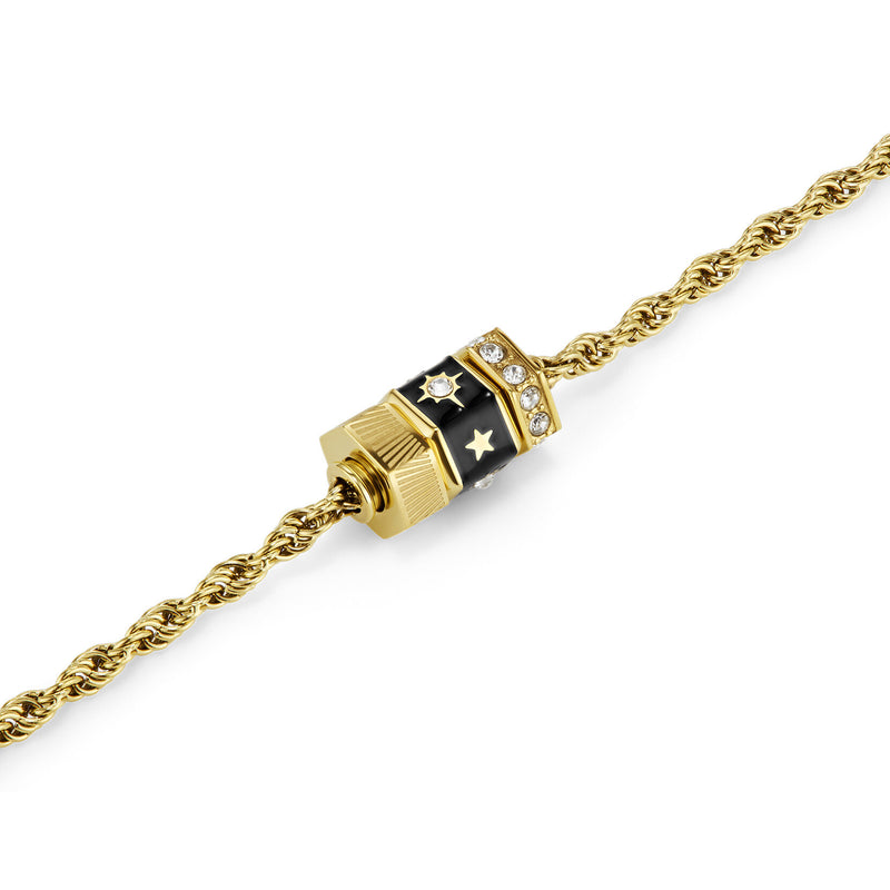 Signature Black & Gold Plated Bead Charm Bracelet