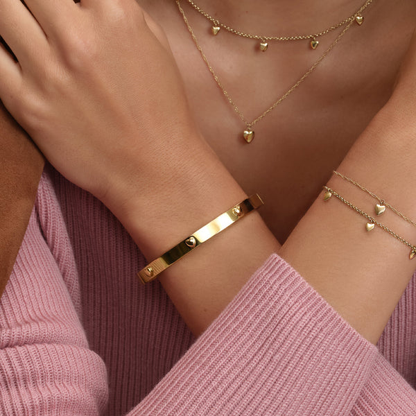 Classic Mini Heart Gold Plated Bangle