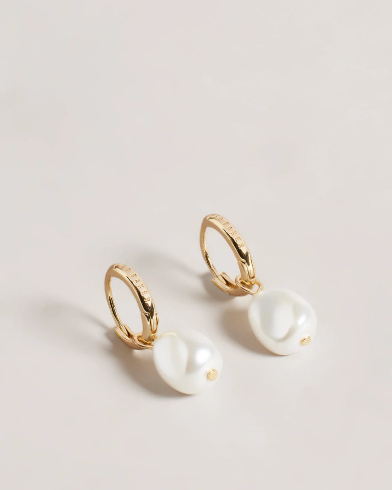 Periaa Drop Pearl Huggie Earrings