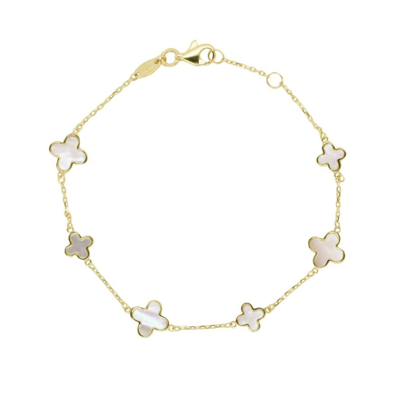 Mother of Pearl Cross Bracelet 9ct Yellow Gold