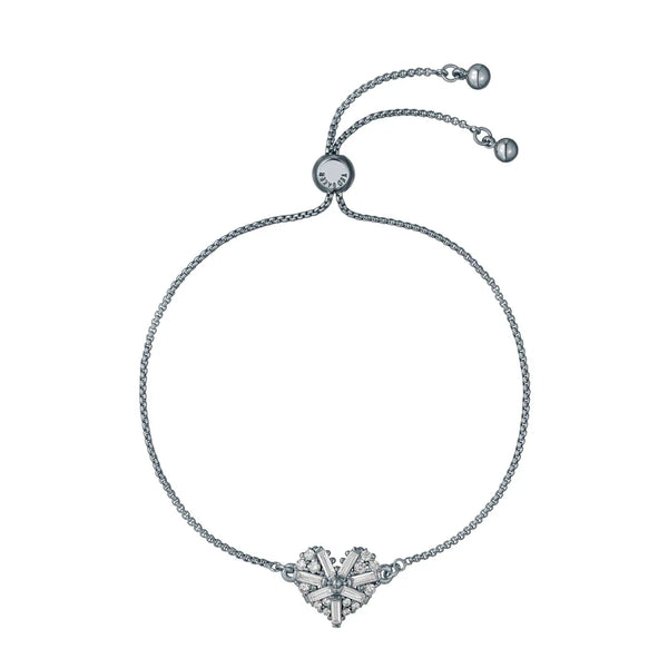 Cherisa Crystal Cluster Heart Bracelet Silver Tone