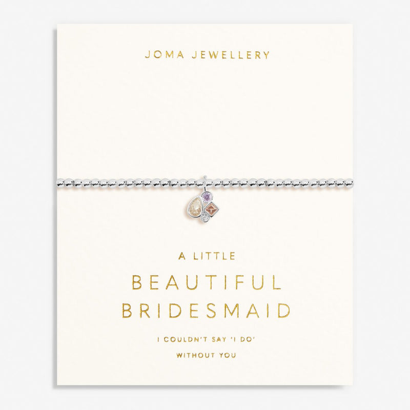 Bridal A Little 'Beautiful Bridesmaid' Bracelet In Silver Plating