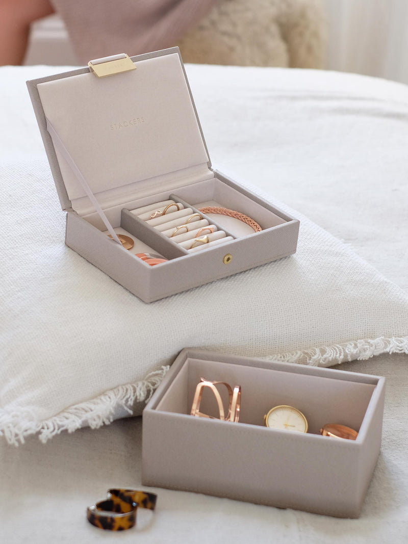 Mini Jewellery Box Set of 2 Taupe