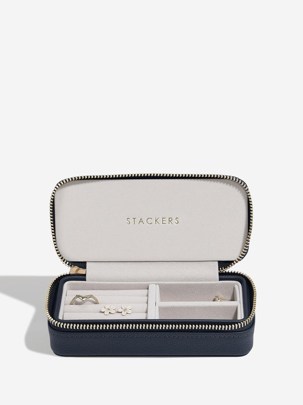 Zipped Travel Jewellery Box Navy Blue