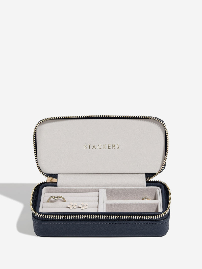 Zipped Travel Jewellery Box Navy Blue