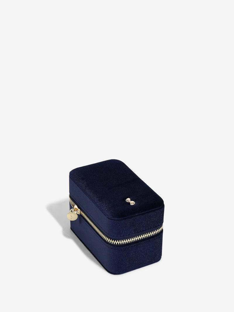 Travel Jewellery & Watch Box Navy Velvet