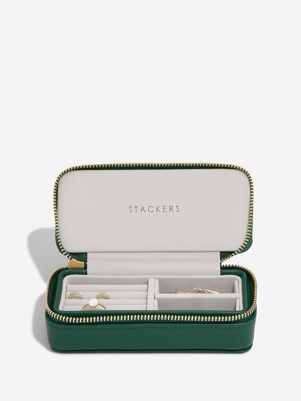 Zipped Travel Jewellery Box Forest Green