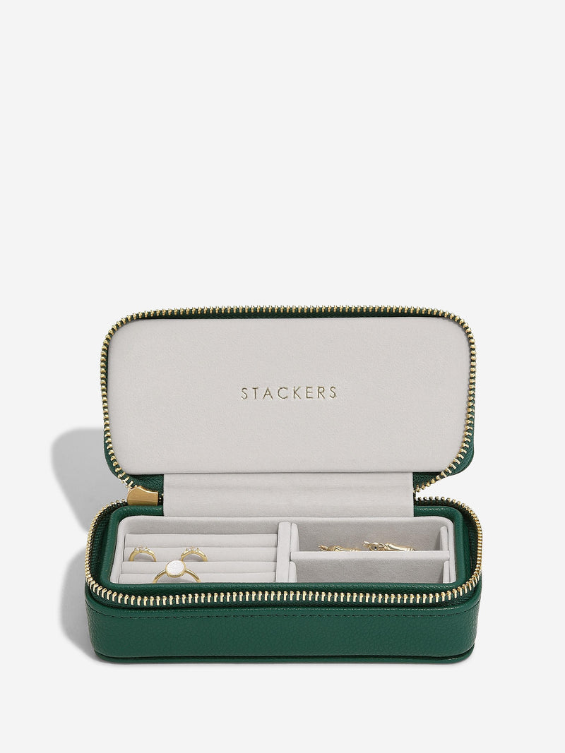 Zipped Travel Jewellery Box Forest Green