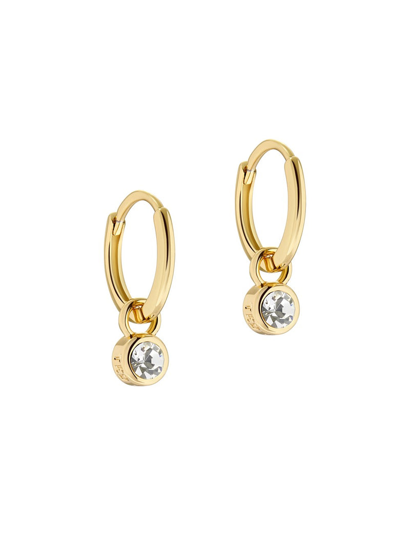 Crystal Huggie Hoop Gold Tone Earrings