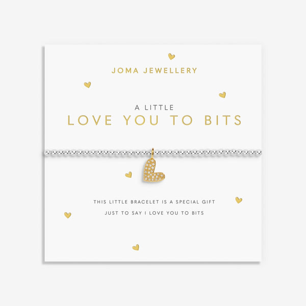 A Little 'Love You To Bits' Bracelet In Silver And Gold Plating