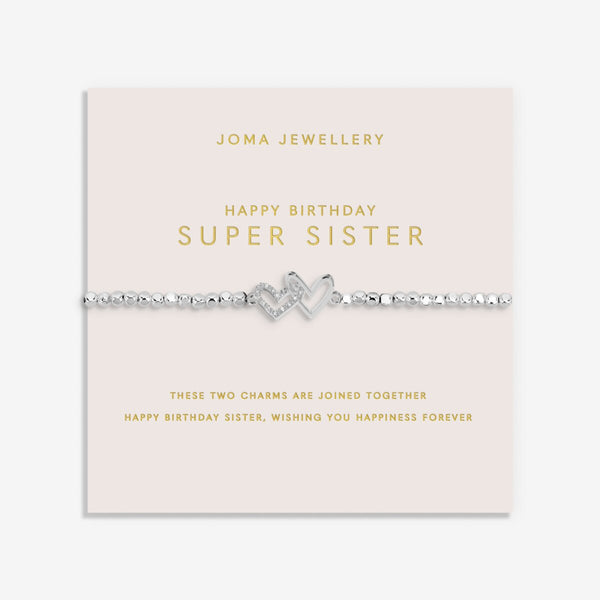 Forever Yours 'Happy Birthday Super Sister' Bracelet In Silver Plating