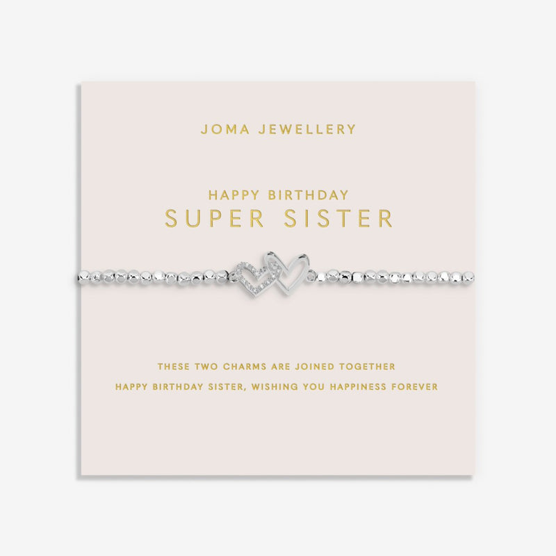 Forever Yours 'Happy Birthday Super Sister' Bracelet In Silver Plating