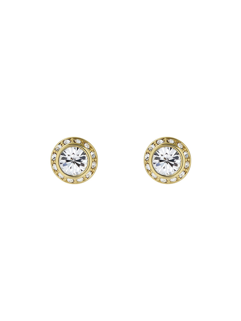 Soletia Gold Solitaire Halo Stud Earrings