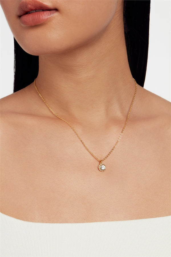 Soltell Gold Tone Solitaire Halo Necklace